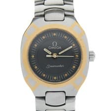 Omega Seamaster Polaris Lady Stainless Steel Gold Watch 22mm Used
