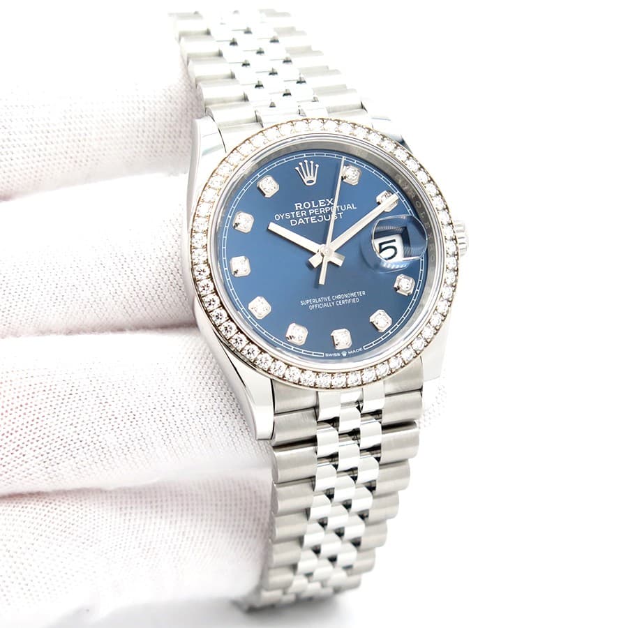 Rolex 126284RBR Datejust 36 with Blue Diamond Dial / Bezel on Jubilee