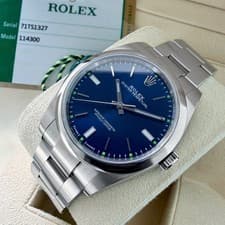 Rolex 39mm Oyster Perpetual 114300 Oyster Blue dial – Box / Papers