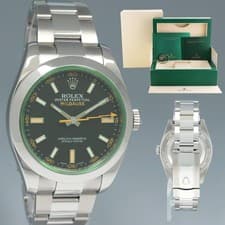 2022 MINT Rolex Milgauss Green Anniversary Orange Black 116400GV Steel Watch Box