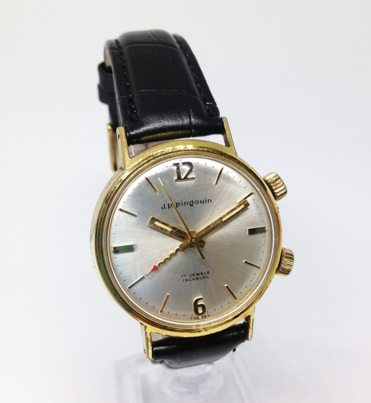 J. P. Pingouin Mechanical Alarm Watch. 34mm. Silver Dial. Secs. Rare. Men`s.