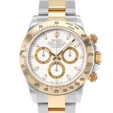 Rolex Daytona 116523 White Dial Steel 18k Yellow Gold Mens Watch Papers 2009