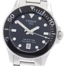 Tissot Seastar 1000 Boys Watch Quartz Black Dial Date SS Used From Japan