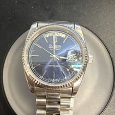 Bulova Super Seville Day & Date Automatic Wristwatch Stainless Steel Blue Dial