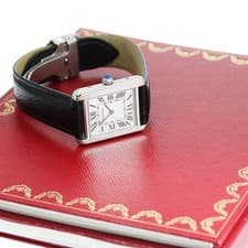 CARTIER TANK SOLO SM W5200005 24mm SS Leather Silver Dial Quartz #C400