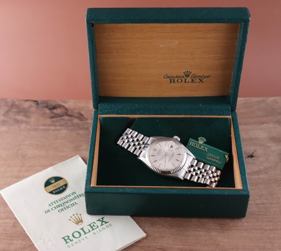 Rolex Oyster Perpetual Datejust 1601 36mm Original Box Papers 1976 NOS UNWORN!