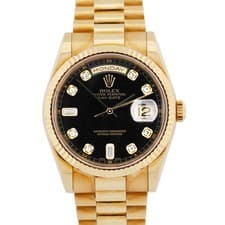 UNPOLISHED PAPERS Rolex Day-Date President BLACK DIAMOND 36mm 18K 118238 BOX