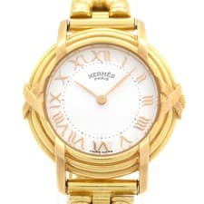 HERMES Ruban RU3.270 8****** Gold White Women's Wrist Watch