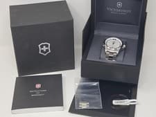 Victorinox Swiss Army Night Vision Stainless Steel Watch Silver Band White Dial