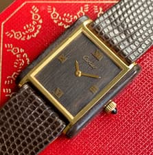 1975 Cartier Tank "Palissandre de Rio" Wood Dial Manual Wind Wristwatch - NOS