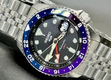 SEIKO 5 Sports SBSC021 Black Silver GMT Automatic Men's Watch w/Box