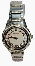 96L257 BULOVA WOMEN'S DIAMOND ACCENT WHITE DIAL WATCH M-190
