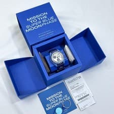 OMEGA x swatch SO33N700 Speedmaster Moonswatch Moonphase Blue New from JP - Fast
