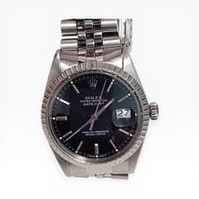 Rolex Datejust 36mm Steel Black Dial Jubilee Fluted Bezel Watch 16030 Circa 1985