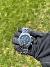 Cyma Navystar stainless steel black dial 38mm quartz watch