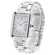 CARTIER TANK SOLO SM W5200013 24mm SS Silver Dial Quartz Watch #C440