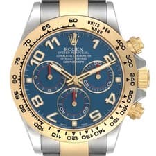 Rolex Daytona Steel Yellow Gold Blue Racing Dial Mens Watch 116503 Box Card