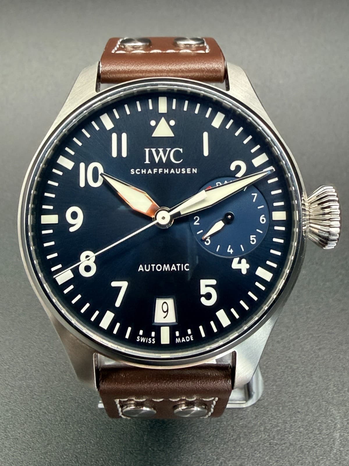IWC Pilot's Watch Blue Men's Brown Leather Strap Watch - IW500916