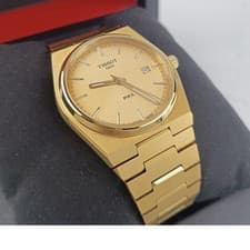 Tissot PRX Quartz 40mm Gold Dial Bracelet Date 100m Unisex Wristwatch Box
