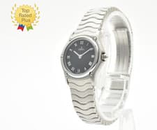 New Battery! Ebel Sport Wave E9157111 Black Dial Silver Quartz Women's Watch