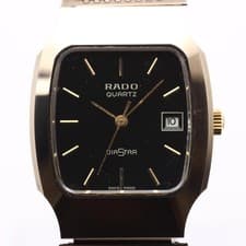 Rado Men Wristwatch Diastar Black Square Gold Quartz Work 132662