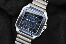 2022 Cartier Santos Large 39.8mm Steel Blue PVD Bezel Blue Dial WSSA0048 4072 FS
