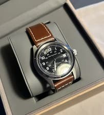 Hamilton Khaki Field Auto 42mm Black Dial Date Brown Leather 100m Box