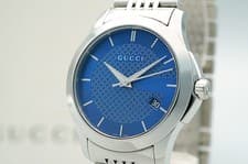*NEAR MINT* Gucci G timeless 126.4 Quartz Blue Dial Round 38mm Mens Watch