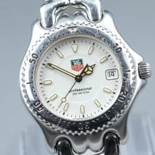 Near MINT TAG Heuer S/el WG1112-0 Date White Silver Quartz 40mm Men's Watch