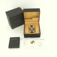 BVLGARI Aluminum Automatic AL38TA Box Booklet Black Date Round Dial Accessary