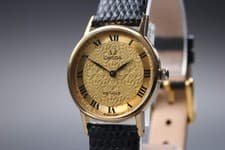 VINTAGE 1970s Omega De Ville Cal.625 Floral Gold Roman Manual Women Watch JAPAN