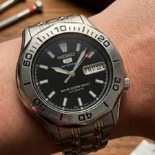 Seiko 5 Sports 7S26B 01G0 Automatic Timepiece Watch Vintage Black Dial