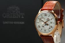 【Unused in Box 】 Orient Bambino Sun & Moon RN-AK0801S Limited Men's Watch