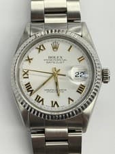 Rolex Datejust White & Gold Roman Dial 36mm Automatic Watch 16013