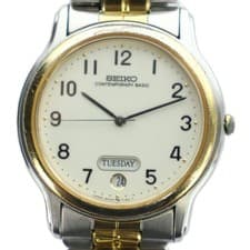Used SEIKO SEIKO 5H23-7080 Watch Quartz with calendar Silver color Gold color