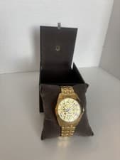Bulova Sutton Automatic Skeleton Gold Tone Men’s Watch 97A162 w/ Box