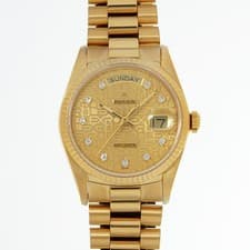 ROLEX Day date 18038A R number (manufactured around 1987) Champagne computer...