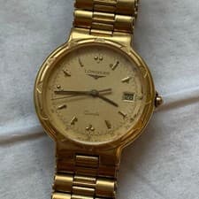Longines Conquest 3277 Gold Dial Quartz Men Vintage Watch Used Working #49