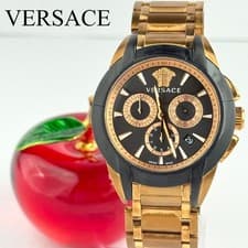 Versace 870 Watch Chronograph Mens Black Gold New Battery Ready to use Fully