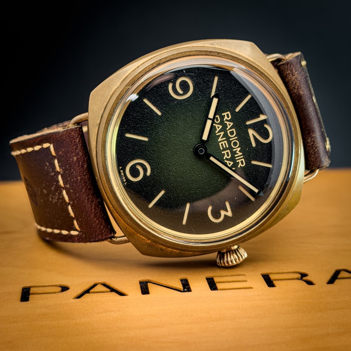 Panerai Radiomir PAM00760 Green Dial Bronze Case 45mm Full Set Unworn OEM Strap