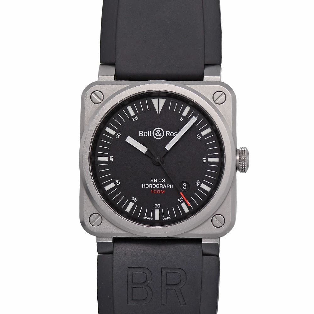 Bell & Ross BR0392 HOR BLC SRB Watch Timepiece 42mm Stainless Steel Rubber