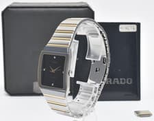 【EXC+5 BOX】Rado Jubile 129.0266.3 Mens Watch Two Tone Diamond Black Dial Quartz
