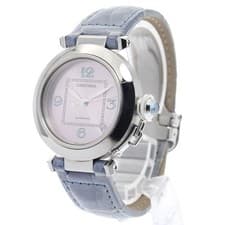 CARTIER PASHA C W3108199 35mm SS Pink Dial Automatic Date Boys Watch #C455