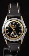 Atlantic Military Black Gold Tuxedo Dial Men's Hand-Wind Vintage Watch--Working