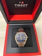 TISSOT Quartz Watch Silver Dial Gold Band New Box Authentic Men's Wristwatch