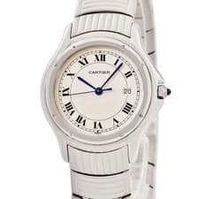 Cartier Panthere Cugnot LM W35011F8 Quartz Men's 33mm Ivory Steel Watch #HD486