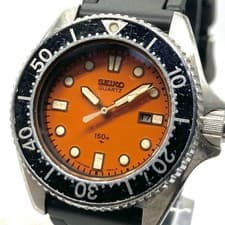 SEIKO Diver 2625-0010 Quartz Orange Dial Men's Vintage Watch New Strap Battery