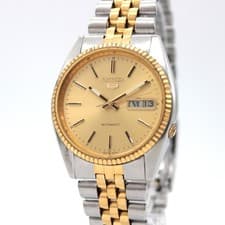 [NEAR MINT] SEIKO 5 7009-3110 Combi Gold Dial Day/Date AT Men's From JAPAN A532