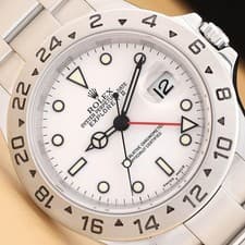 2002 ROLEX EXPLORER II 16570 40MM GMT DATE POLAR WHITE STAINLESS STEEL WATCH