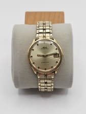 Vintage Mido Ocean Star Powerwind Watch Gold  Electroplated 001.5 35mm Working 